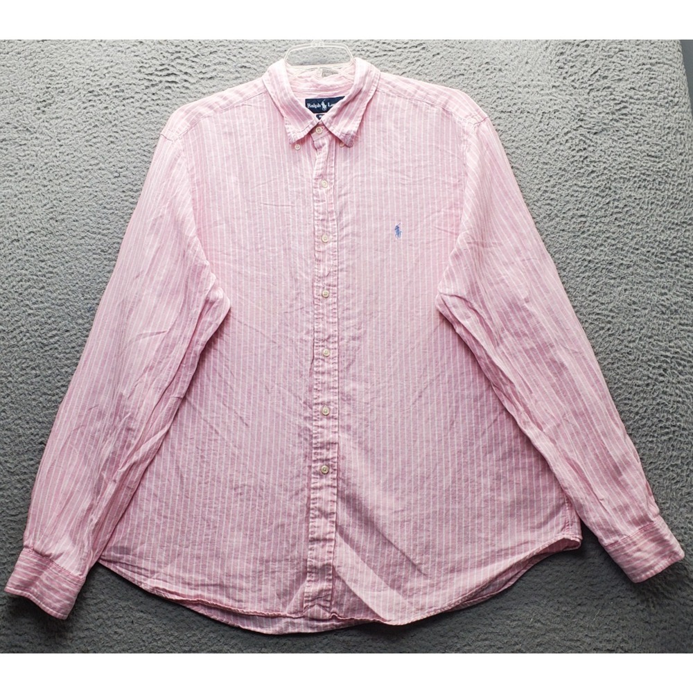 Vtg Ralph Lauren Shirt Mens XXL Multi Striped Classic Fit Pony Logo Button Down